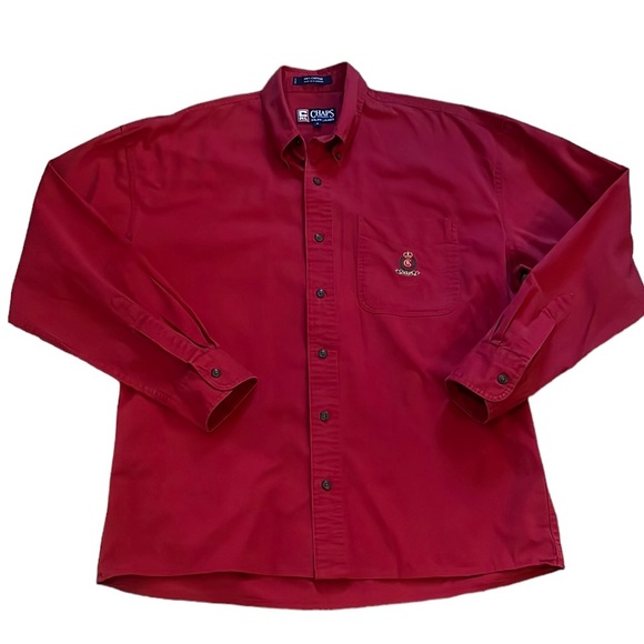 VINTAGE CHAPS RALPH LAUREN MENS LONG SLEEVE COTTON BUTTON DOWN SHIRT RED SIZE M - Picture 1 of 10